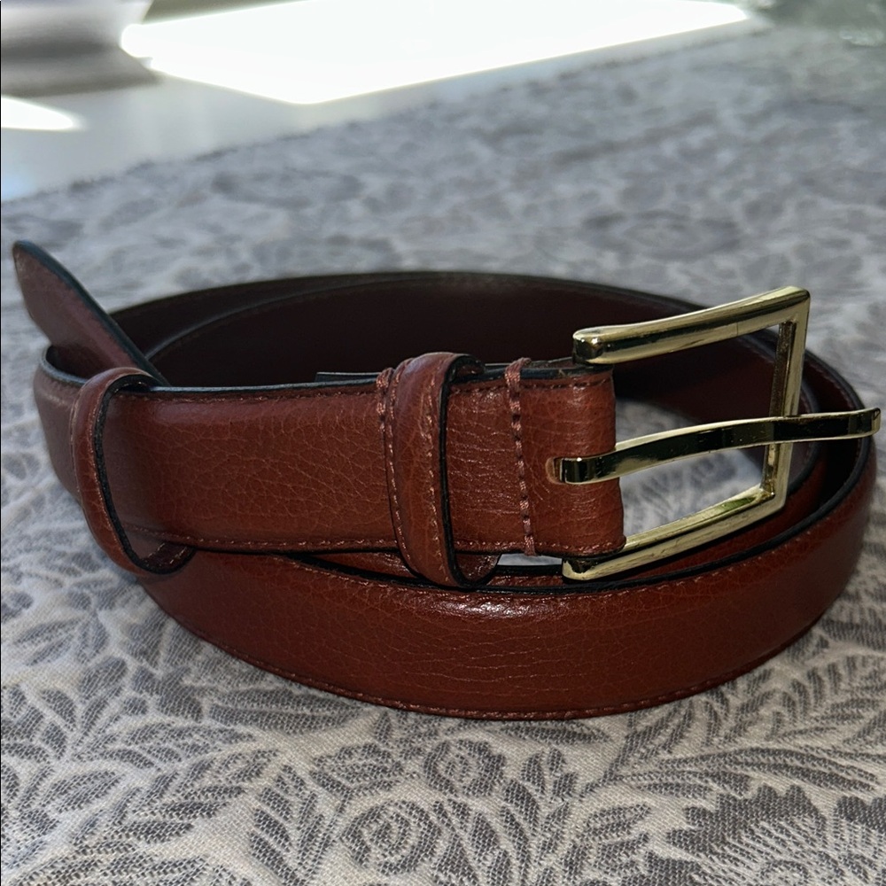 Men’s Belt Genuine Pebbled Leather, Argentina, Brown, Size 40